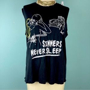 Made Gold Embroidered Graphic Tank in Black